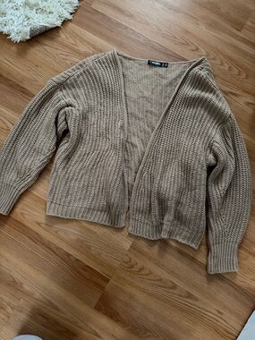 Missguided Tan Open-Front Knit Cardigan